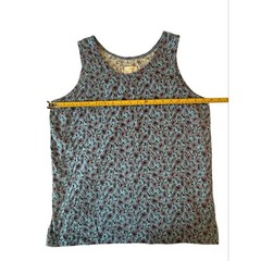 Kenneth Cole Men’s Floral Print XL Tank Top – Blue & Green 95% Cotton 5% Spandex