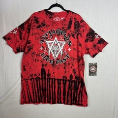 Affliction T-Shirt Mens Sz 3XL Red Black Live Fast Tie Dye Distress Graphic NWT