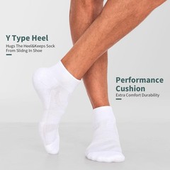 Mens Ankle Socks 6 Pack, White Quarter Socks with Cushion for Running Athleti…