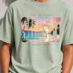 Tropical Sunset Beach Shirt Summer Vacation Coastal Graphic Tee