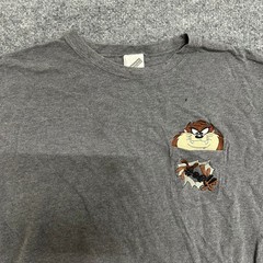 Warner Bros T-Shirt Mens Size XXXL Grey Taz Embroidered Pocket Looney Tunes Tee