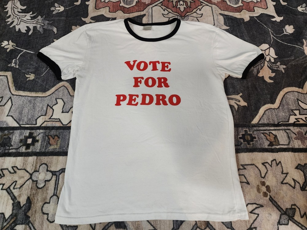 Napoleon Dynamite Vote For Pedro T-Shirt White Movie Mens Sz Medium GUC