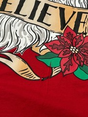 Holiday Time Santa Graphic Red Christmas T-Shirt Size Medium Americana Retro