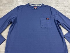 Wrangler Shirt Mens Medium Blue Workwesr Longsleeve Cotton Blend Pockets Stretch