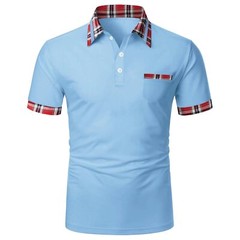 Lapel Men’s T-Shirt Summer Fashion Casual Blouse Business Solid Color V-neck