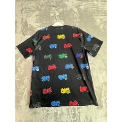 NBA All Over Print Team Logo T-Shirt Mens Large Black Bulls Lakers Celtics Mesh