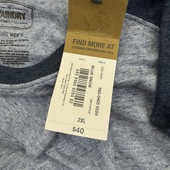 NEW Foundry T Shirt Mens Big Size 2XL Blue Colorblock Long Sleeve Raglan