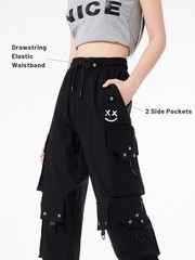 Cargo Pants Women Gothic Y2K High Waist Adjustable Pockets Drawstring Jogger