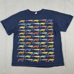Vintage Fishing Lure Fisherman Art Tee Men’s Size XL Outdoor Retro Fish T Shirt