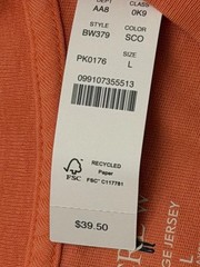 J.CREW Men’s Vintage-Wash Coral Orange Cotton Pocket T-Shirt Large BW379 NWT NEW