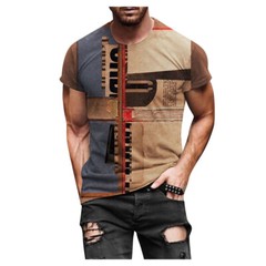 T-Shirt Mens Vintage Printed Short Sleeve Blouse Summer Casual Fitness Tops Tee