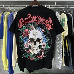 Godspeed Floral Skull Skeleton Vintage Streetwear Graphic Tee T-Shirt