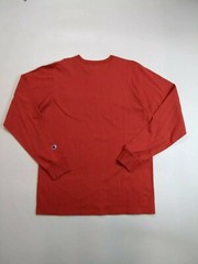 mens champion 100% authentic crewneck L/S t-shirt size large soild logo orange