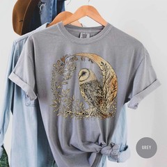 Celestial Cottagecore Barn Owl Moon Bird Wildlife Comfort Tee