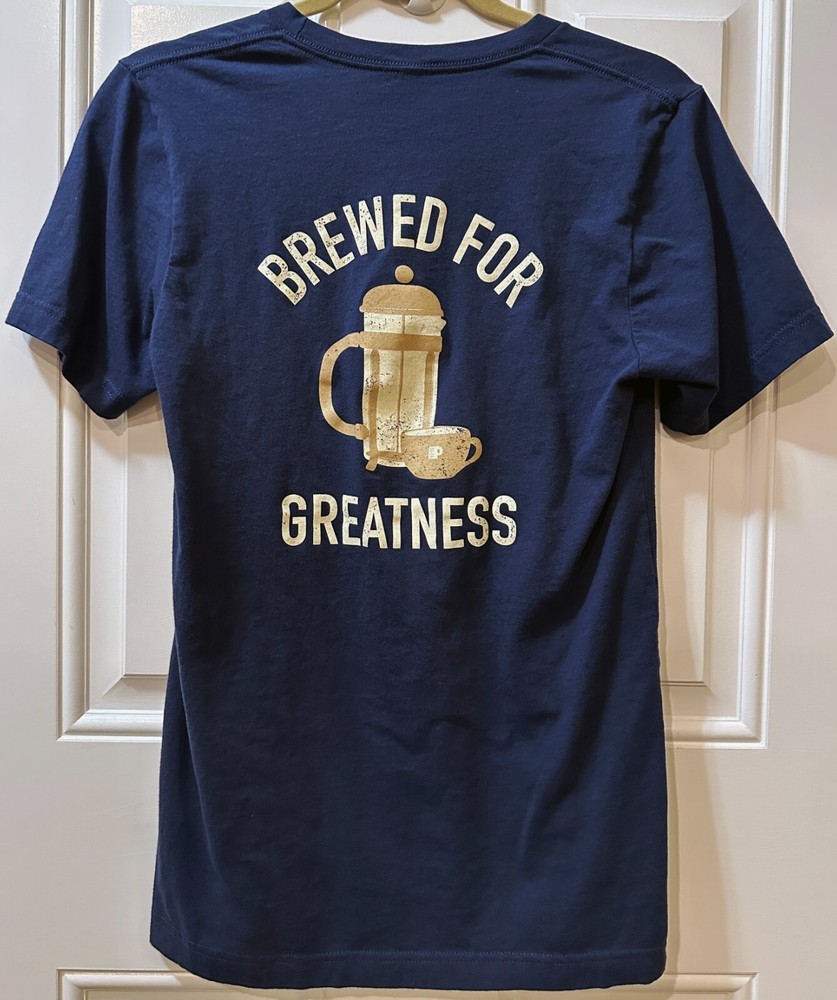Bella + Canvas Peet’s Coffee Logo T-Shirt Brewed for Greatness Men’s Small Navy