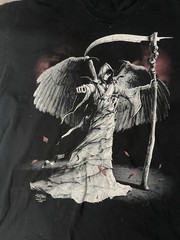 RARE Vintage 2000s Skulbone Men’s 2XL Black Grim Reaper Graphic Print T-Shirt