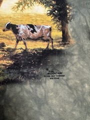 The Mountain Mens T-shirt Vintage 1999 Green “Roaming Cows” Leather Tag Size XL
