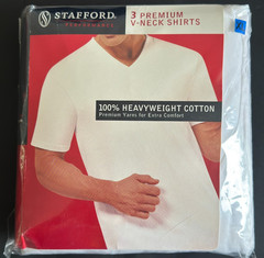 Stafford 3 pack Premium V-neck Tee Shirts 100% Cotton heavy weight Size XL New
