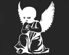 Praying Angel Kneeling Dark Wings Cherub Graphic T-Shirt