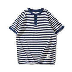 Mens Sailor’s Shirt Striped T-Shirt Retro Classic Henry Short Sleeve Cotton TEE