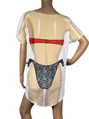 Vintage Funny Beach Cover Up Novelty Graphic Bikini T Shirt One Size