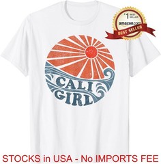 Vintage Cali Retro Beach California Vacation T-Shirt Cute Womens Gift Tee