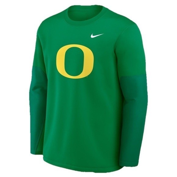 NWT Nike Oregon Ducks 2025 Sideline Coach Green Long Sleeve Fleece T-Shirt Small