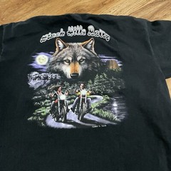 Vintage Terrys Tees Lone Wolf Biker Rally Black Tshirt Men XL 2004 Sturgis Tee