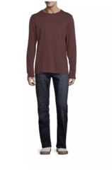George Men’s Maroon Long Sleeve Cotton Stretch Crew Neck T-Shirt Size M (38-40)