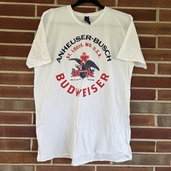 Anheuser Busch Budweiser Logo Graphic T-Shirt Red White Blue Sz XL A3005
