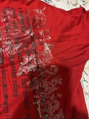 Express Design Studio Graphic T Shirt Size Large L Red Short Sleeve Swords