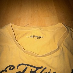 Ed Hardy Shirt Men’s XL Yellow Embellished Tattoo Motocycle Biker Rock Y2K Skull