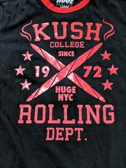 Huge New York Kush College Since 1972 Rolling Dept 420 Pot Urban wear ringer