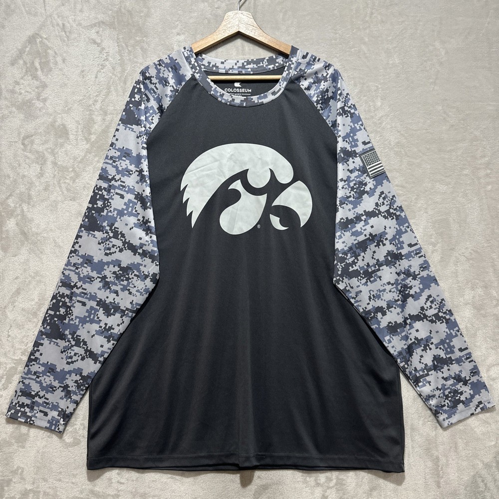 Iowa Hawkeyes Colosseum OHT Military Appreciation Digi Camo Long Sleeve Size 2X