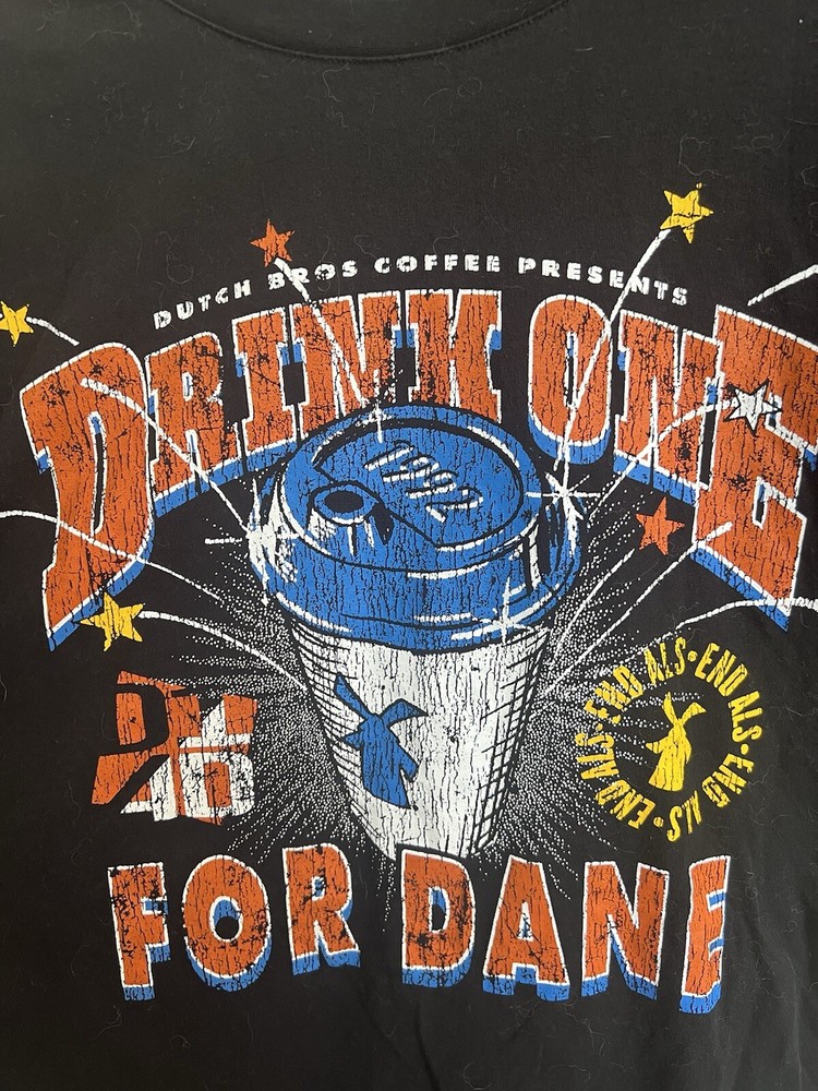 Dutch Bros Exclusive “D14D” END ALS T-Shirt Black Cotton Charity Event