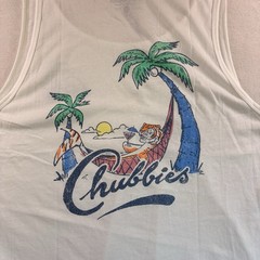 Chubbies Mens XXL White Graphic Tank Top Tiger Hammock Tropical Palm Tree 2XL