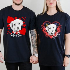 Personalized Pet Portrait Comfort Tee Custom Dog Cat Lover Gift Shirt