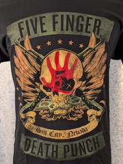 Officially Licensed Five Finger Death Punch Skull With Spread Wings Black Tee