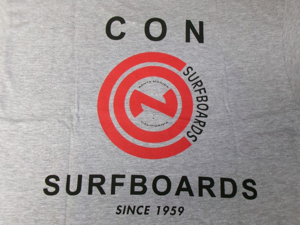 CON SURFBOARDS SANTA MONICA, CALIFORNIA SINCE1959 CLOSE OUT SALE T-SHIRT. NEW!