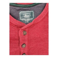 G.H. Bass Henley Shirt Medium Red Waffle Knit Thermal Men’s Thermal Camping