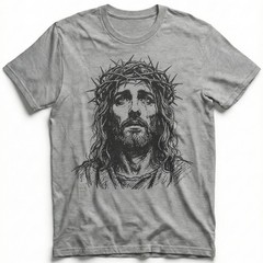 Jesus Christ Crown Thorns Christian Faith Religious T-Shirt Cross Gift Tee