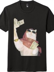 Rich Cat With Sunglasses Cash Money Meme Funny Hip Hop Unisex Graphic T-Shirt