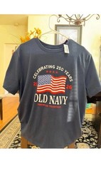 Old Navy Men’s L White Cotton Crew Neck Short Sleeve USA Flag Graphic Tee