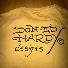 Ed Hardy Shirt Men’s XL Yellow Embellished Tattoo Motocycle Biker Rock Y2K Skull