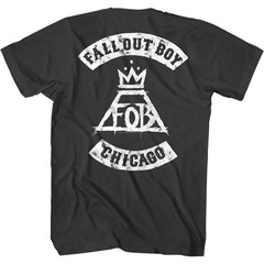 Fall Out Boy FOB Biker Logo Men’s T Shirt Chicago Punk Rock Tee Crowned Volcano
