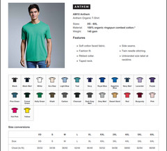 Anthem Classic T-Shirt Mens Short Sleeve Organic Cotton Round Neck TShirt XS-6XL