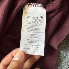 Carhartt K87 Mens Loose Fit Pocket T-Shirt Maroon Burgundy Cotton Size M