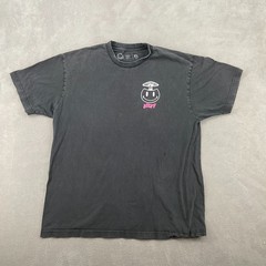 Y2K Neff Mushroom Smiley T-Shirt Mens XL Faded Black Graphic Print Cotton