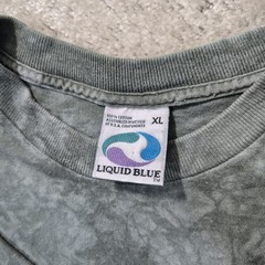 Vintage Liquid Blue Tie Dye Blank T Shirt XL Cotton 70s Hippie Music Festival