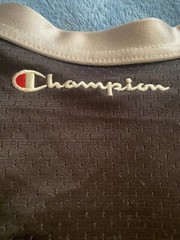 Champion #19 Champion Logo Hockey Jersey Sz L (44) (25in W X 30in L) Black